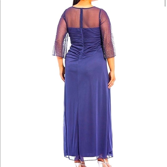 NEW ALEX EVENING Illusion Jewel Neck Mesh Gown - Picture 9 of 11